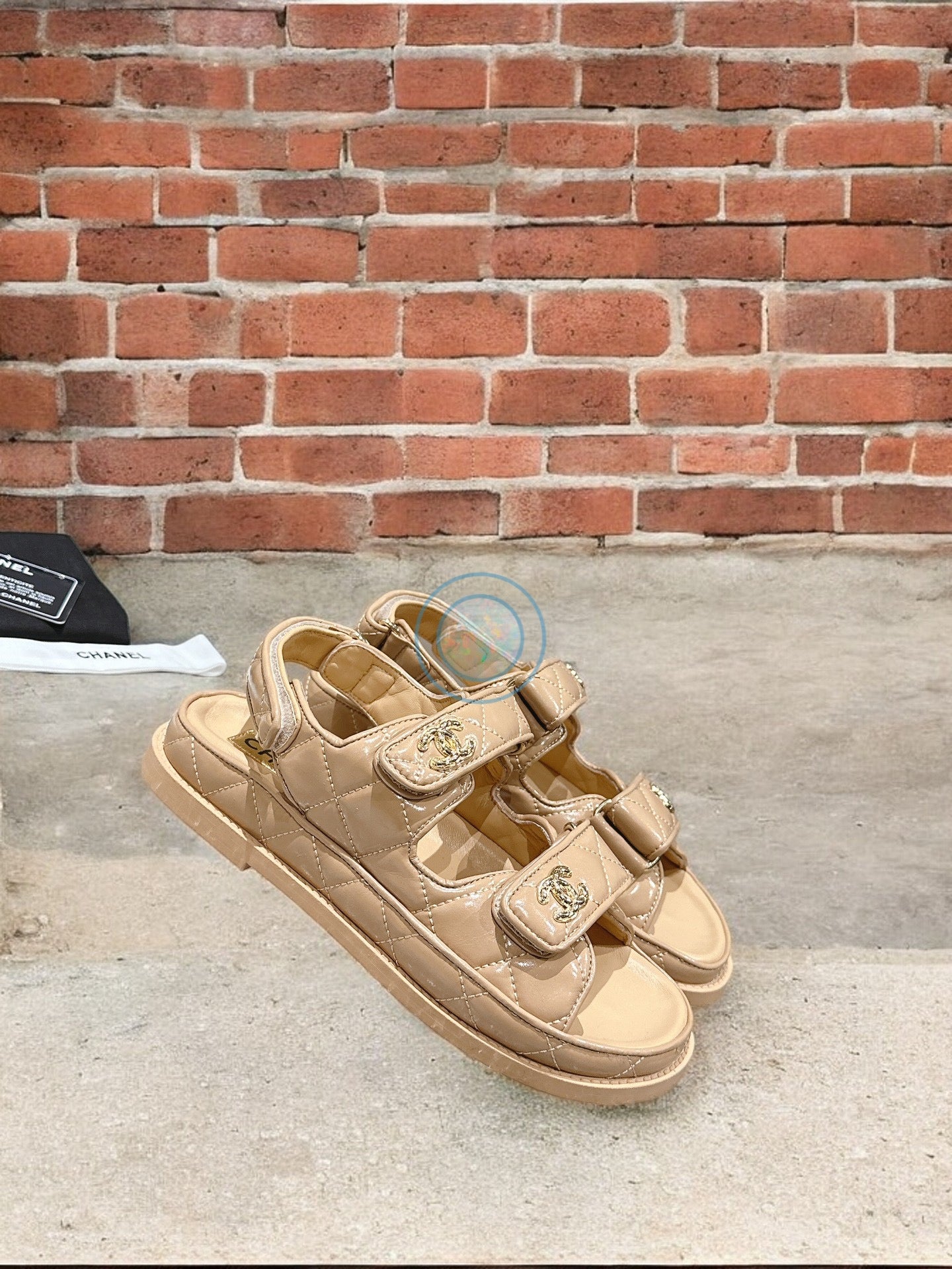 Chanel Leather Quilted Dad Sandals - Tan