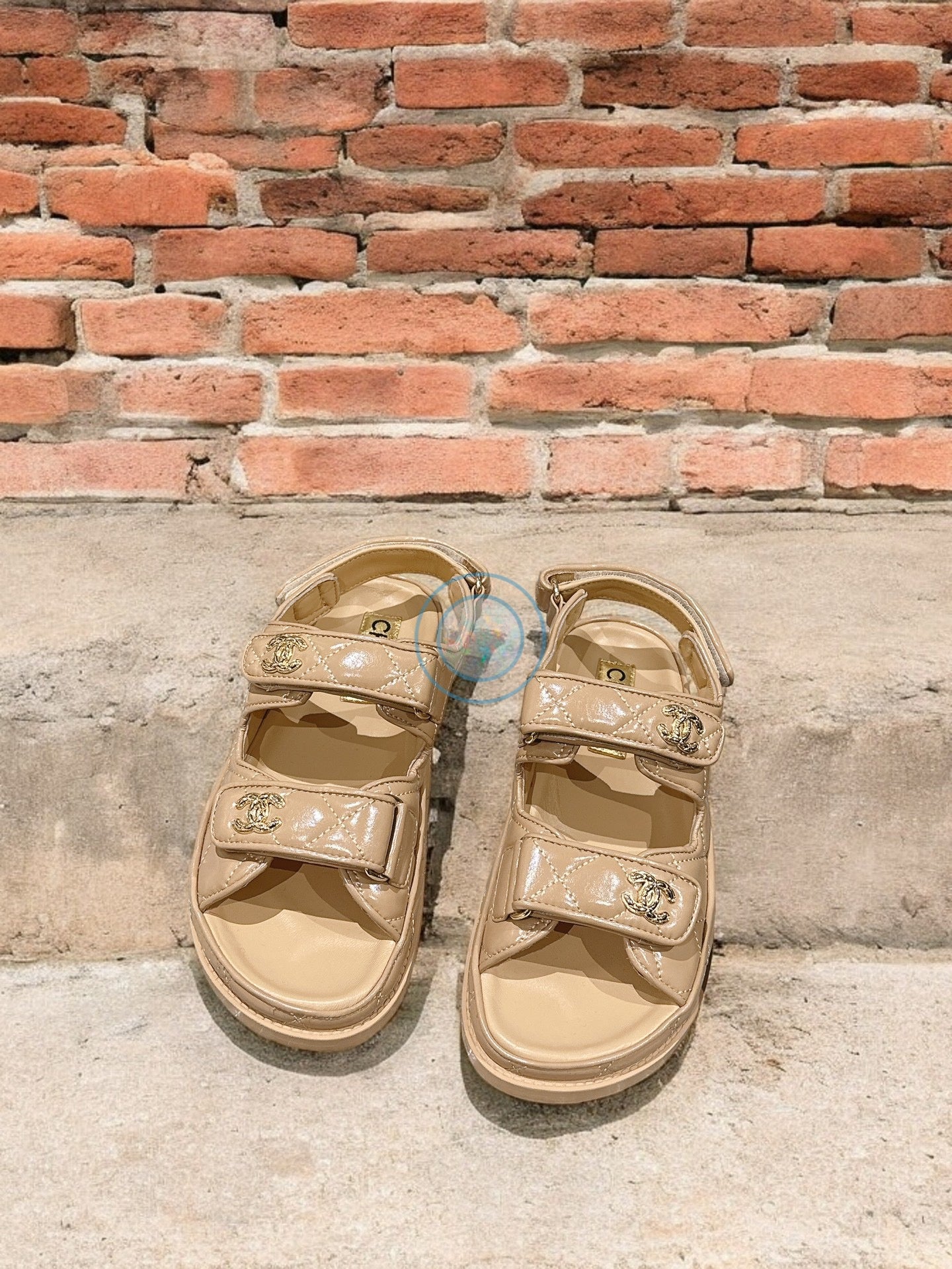 Chanel Leather Quilted Dad Sandals - Tan