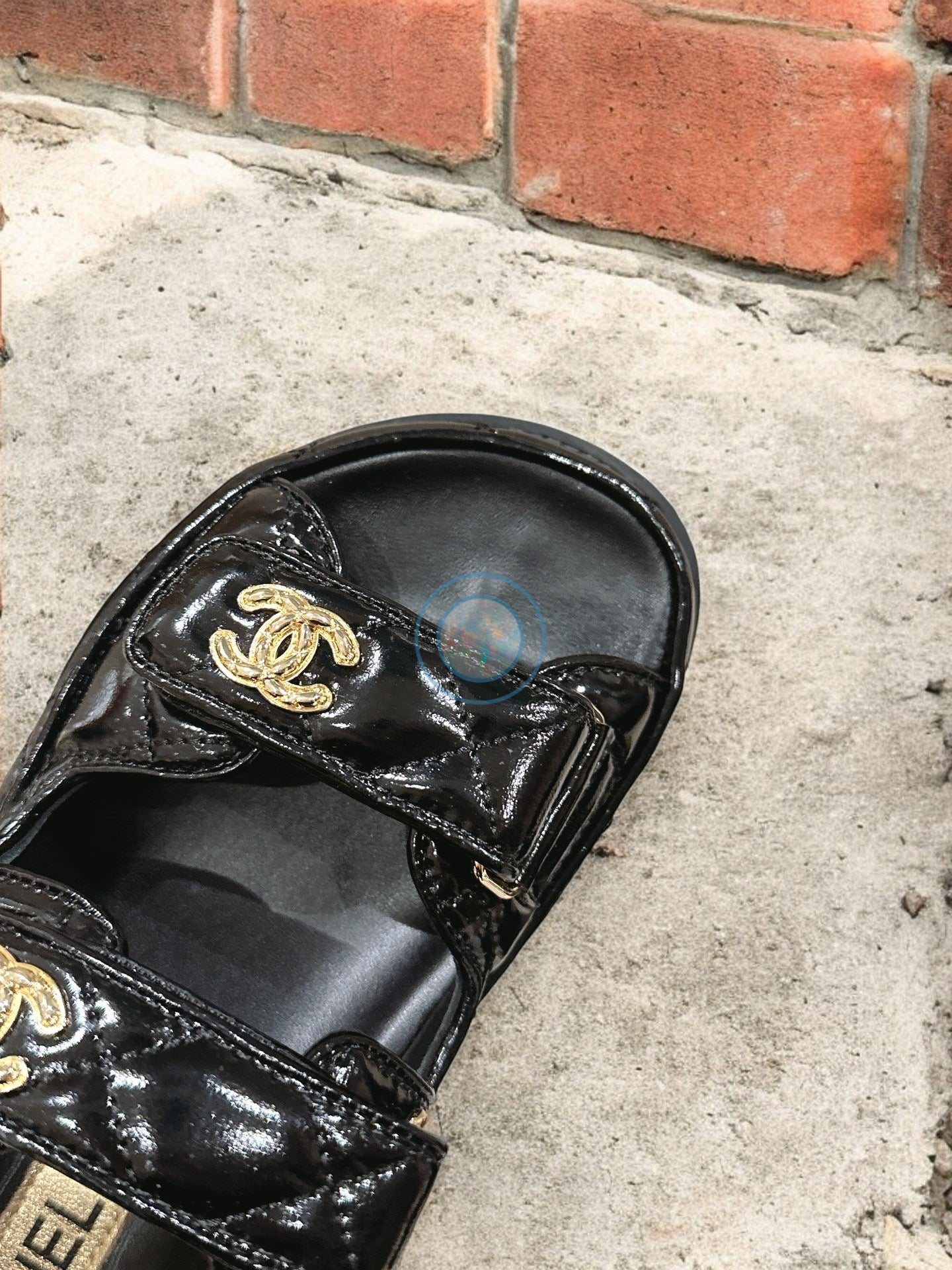 Chanel Leather Quilted Dad Sandals - Black/Gold