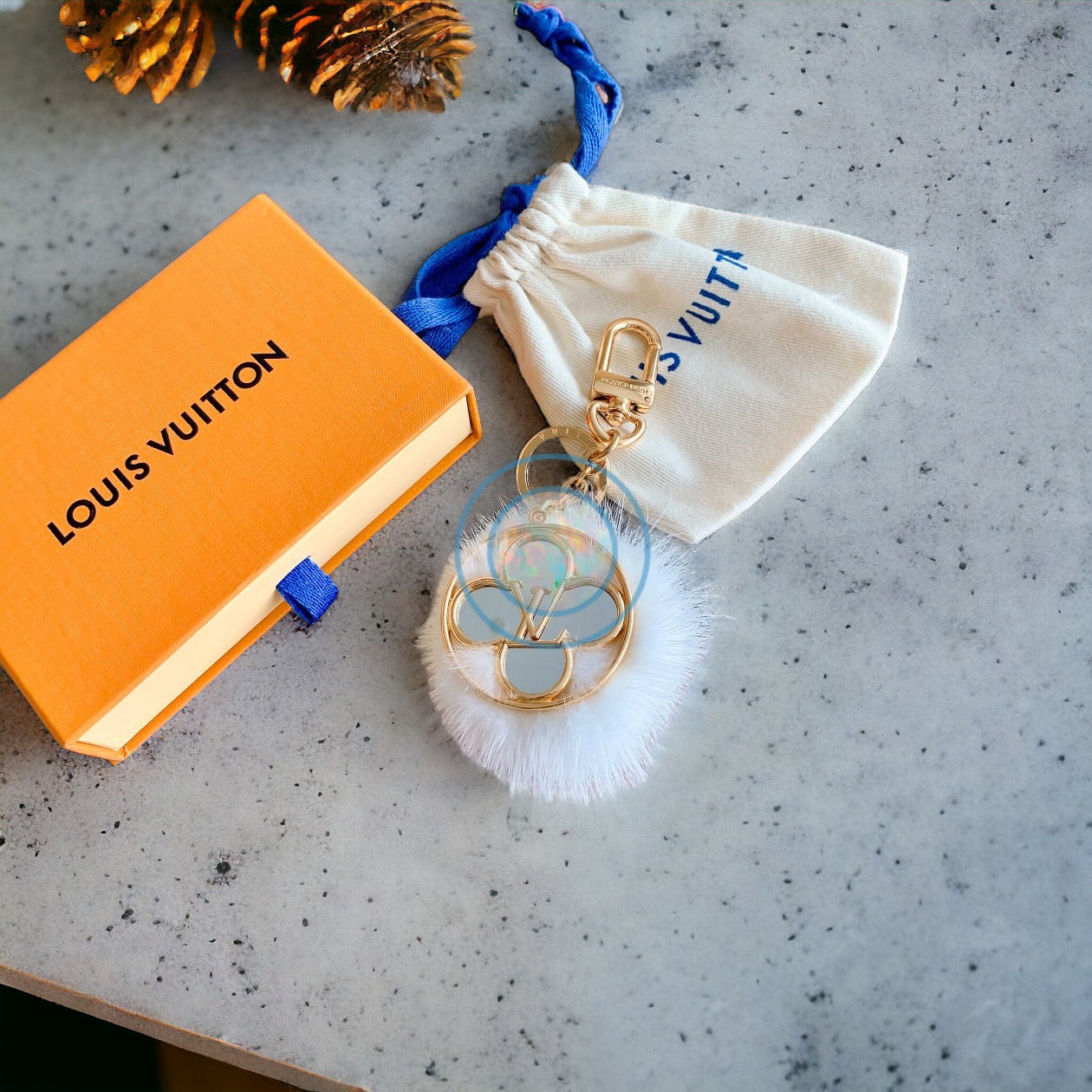 LV Pom Pom Flower Keychain