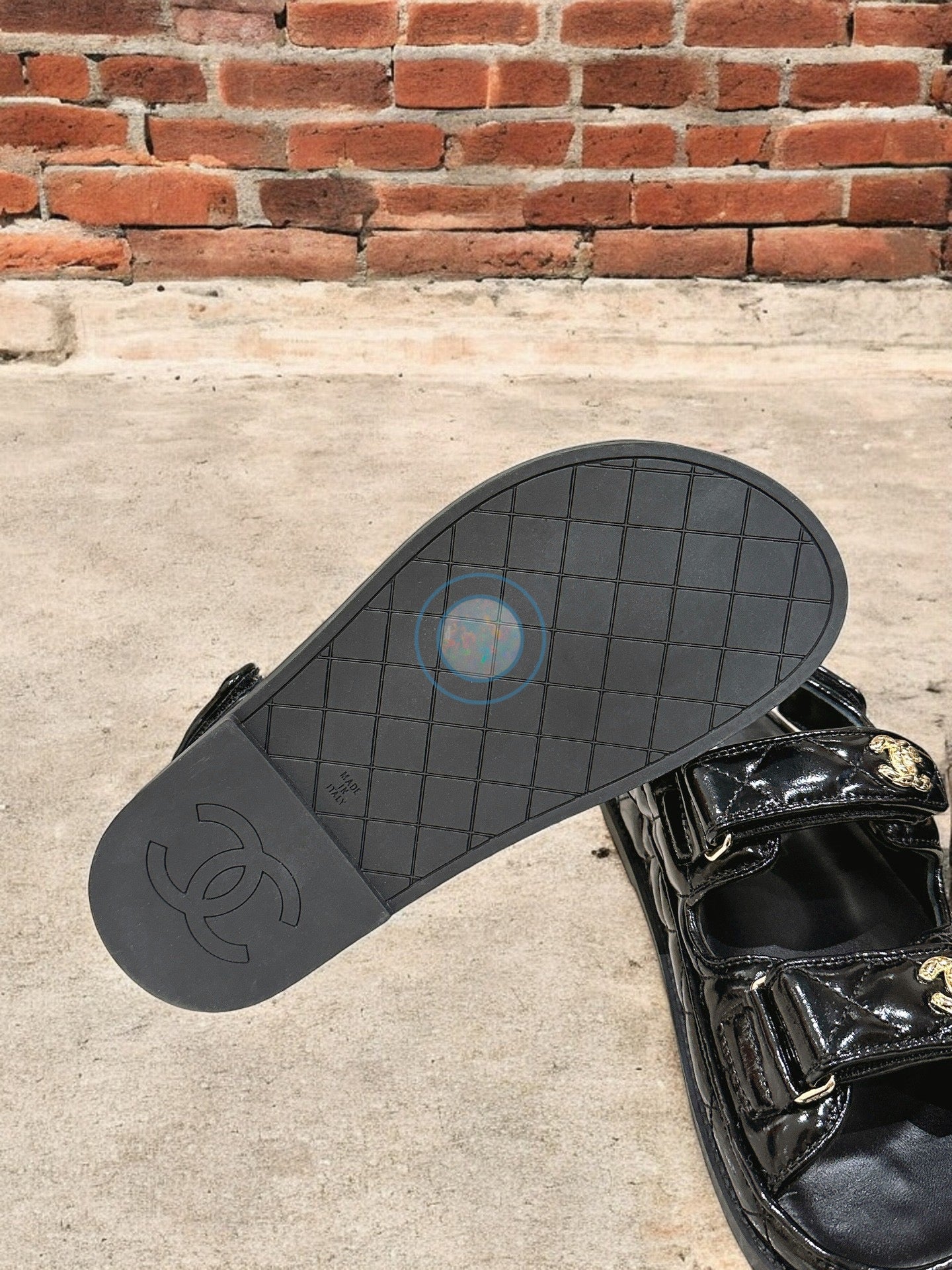 Chanel Leather Quilted Dad Sandals - Black/Gold