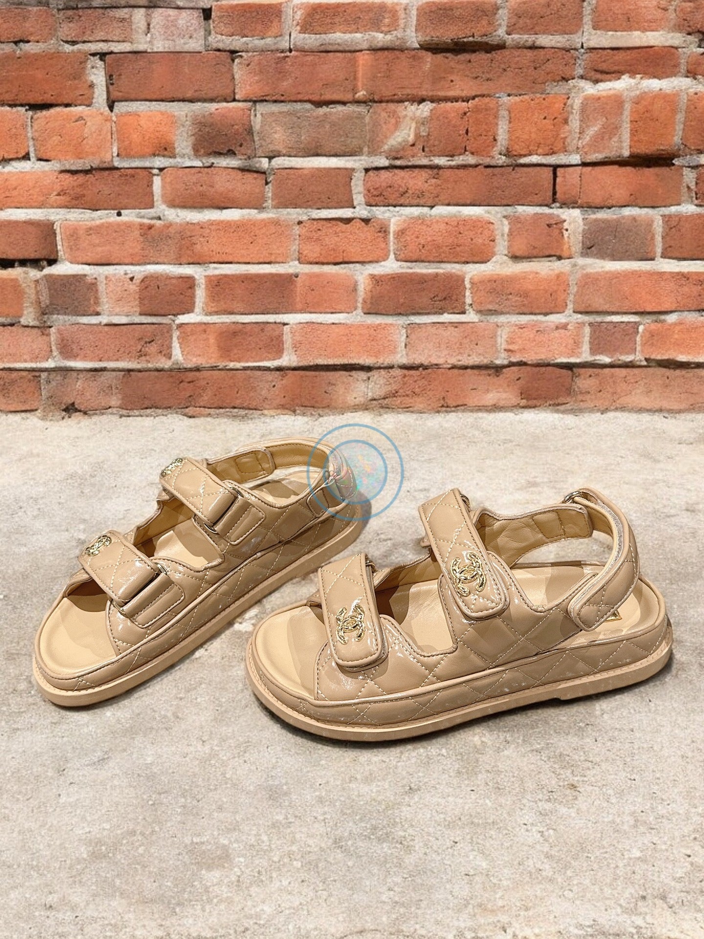 Chanel Leather Quilted Dad Sandals - Tan