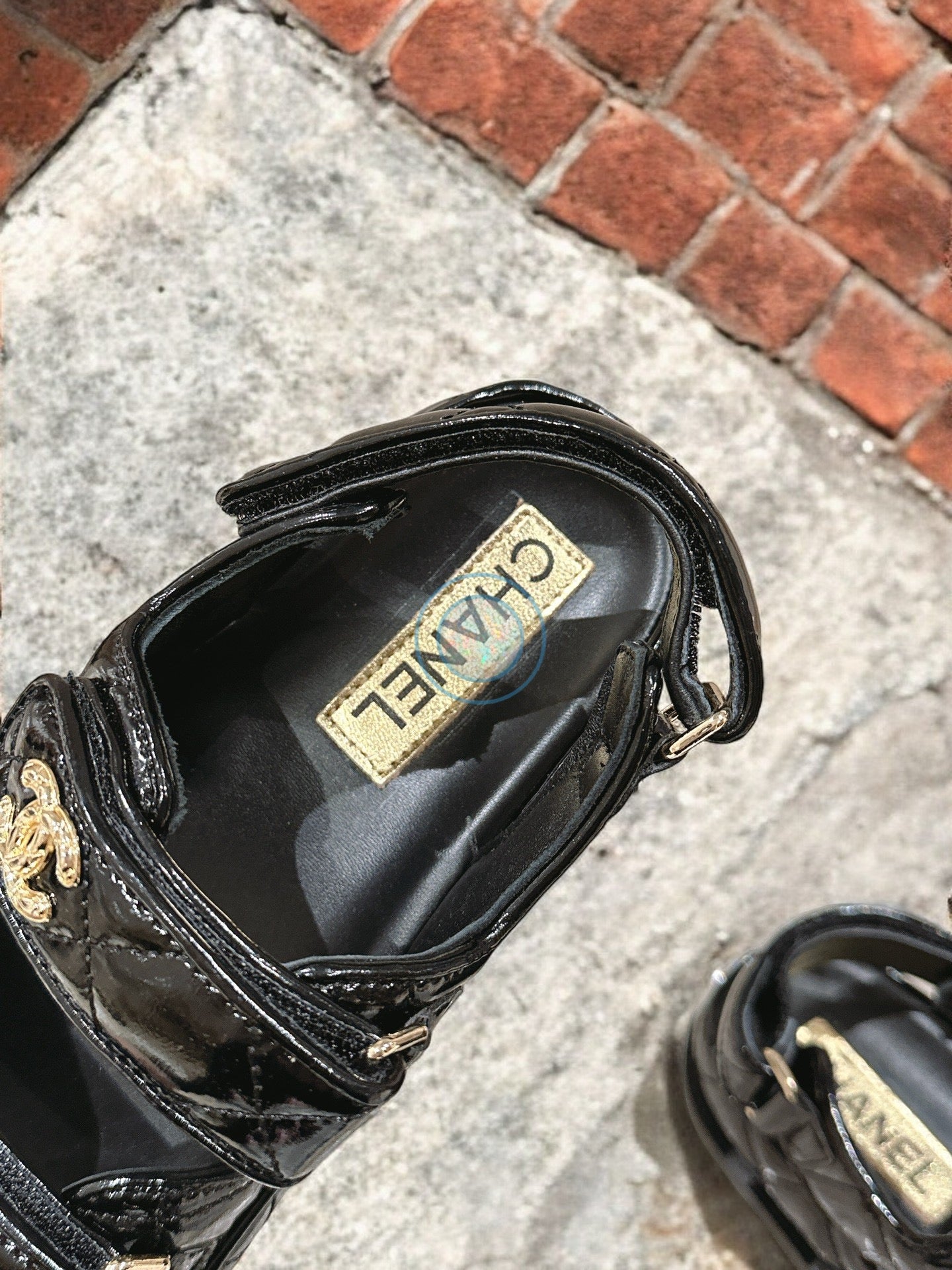 Chanel Leather Quilted Dad Sandals - Black/Gold