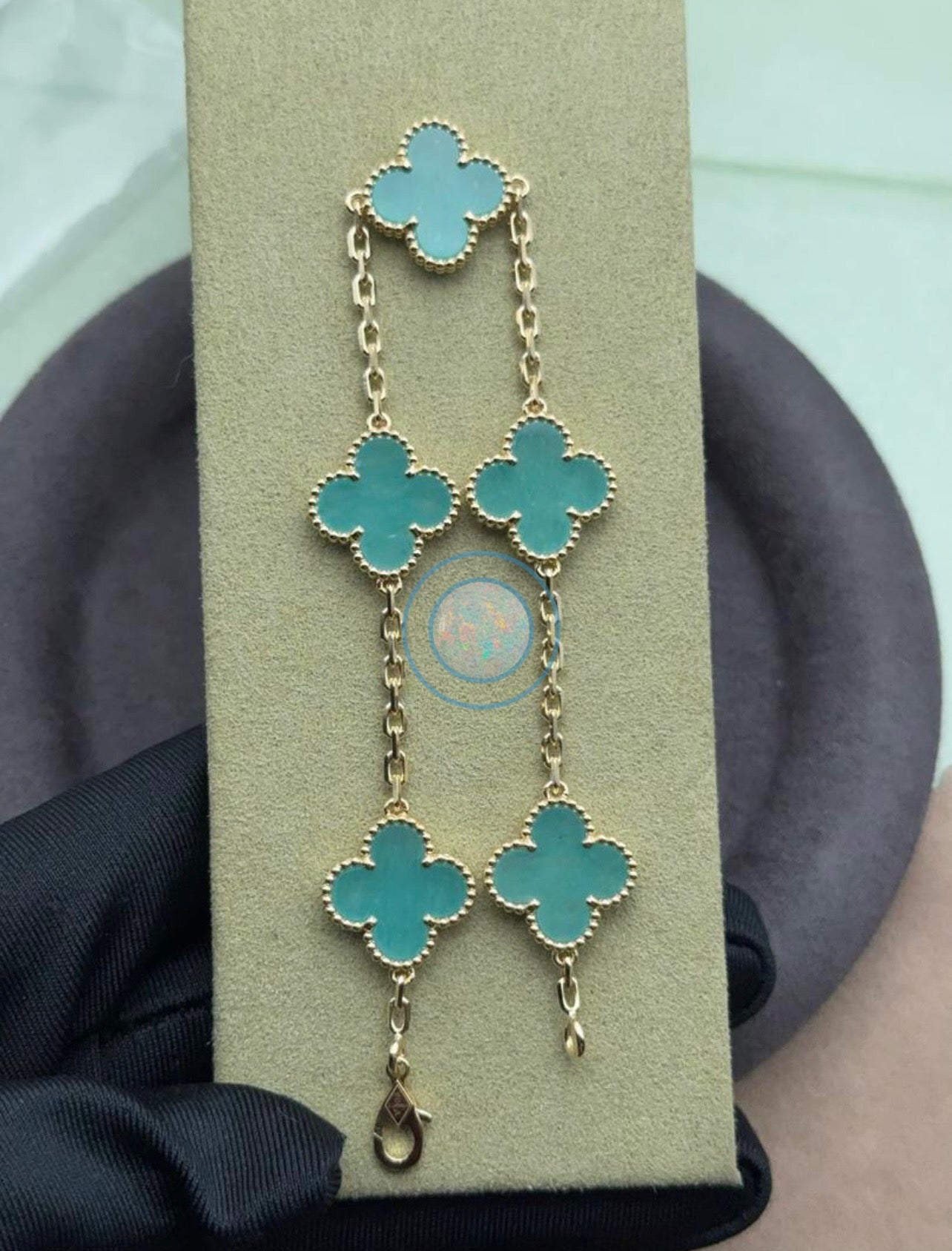 Van Cleef & Arpels Amazonite Vintage Alhambra Bracelet - Yellow Gold 18K