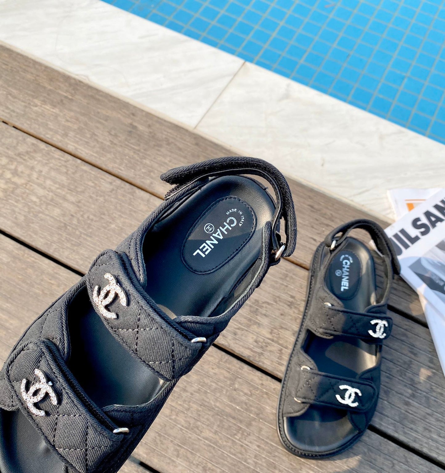 Chanel Quilted Dad Sandals - Black