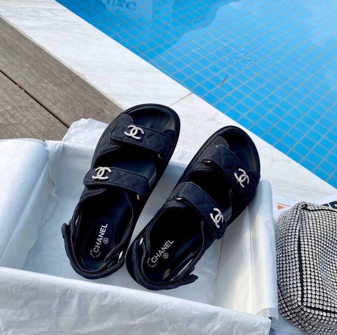 Chanel Quilted Dad Sandals - Black