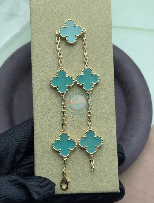 Van Cleef & Arpels Amazonite Vintage Alhambra Bracelet - Yellow Gold 18K